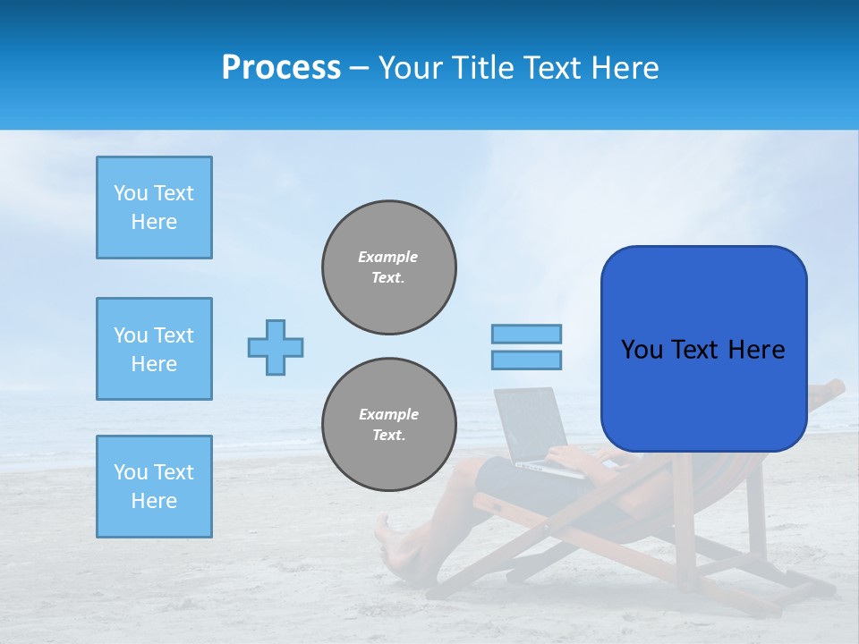 A Man Sitting In A Chair On A Beach Using A Laptop PowerPoint Template