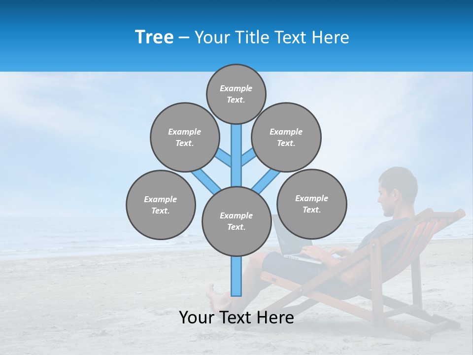 A Man Sitting In A Chair On A Beach Using A Laptop PowerPoint Template