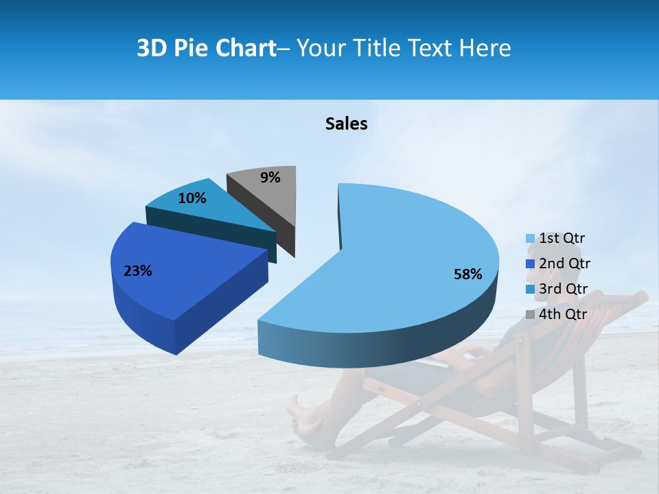 A Man Sitting In A Chair On A Beach Using A Laptop PowerPoint Template