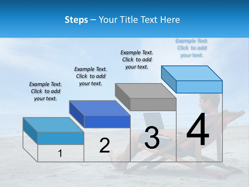 A Man Sitting In A Chair On A Beach Using A Laptop PowerPoint Template