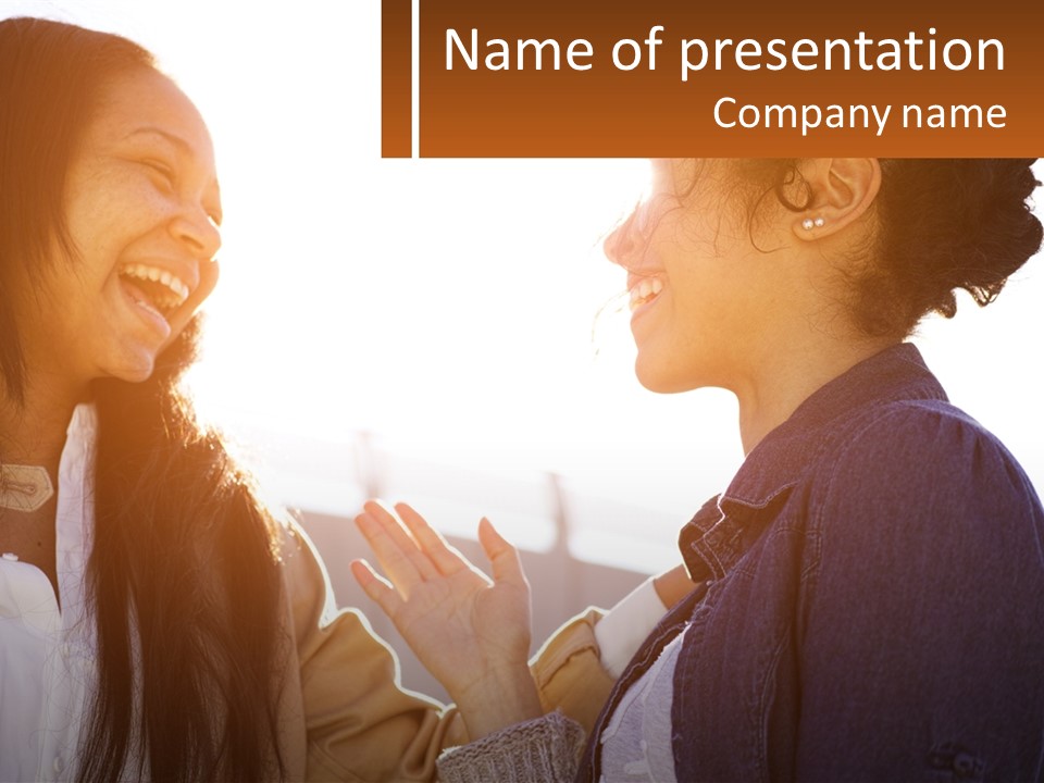 Two Women Are Laughing And Laughing Together PowerPoint Template
