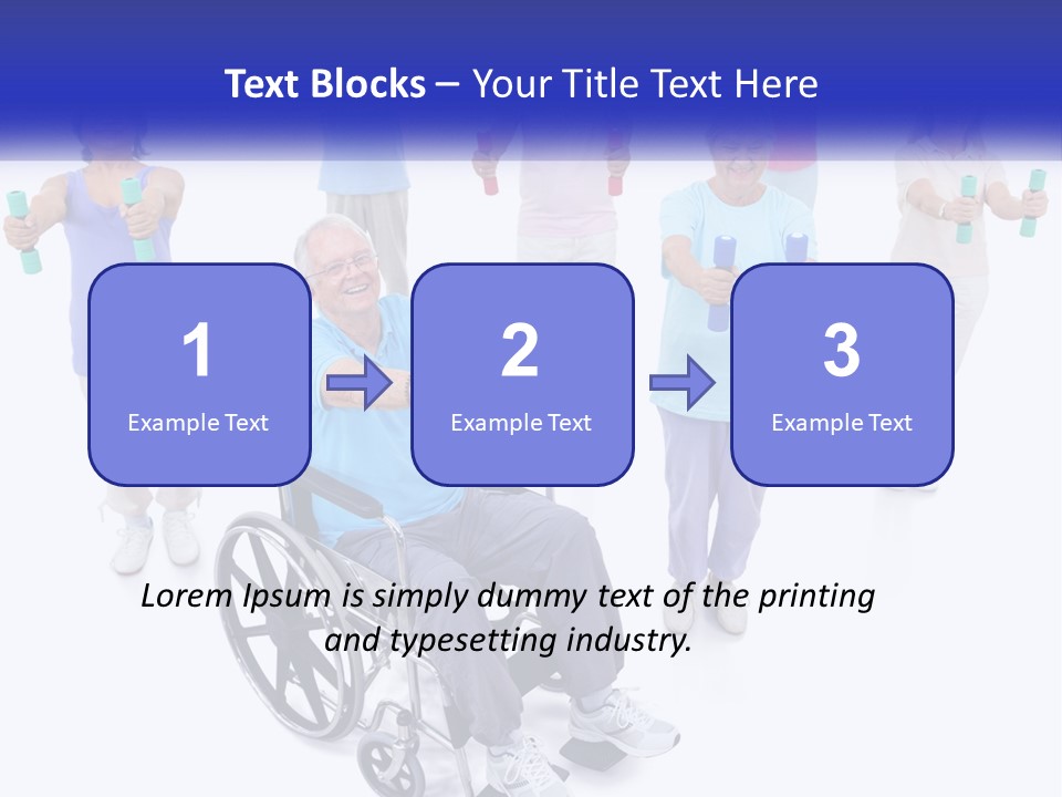A Man In A Wheel Chair Holding Dumbs PowerPoint Template