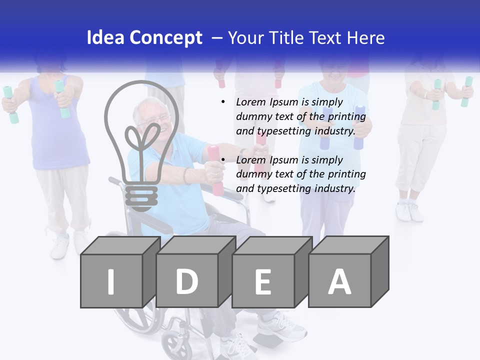 A Man In A Wheel Chair Holding Dumbs PowerPoint Template