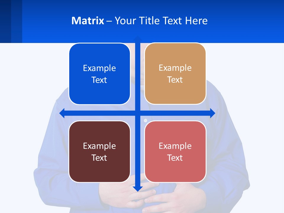 A Man In A Blue Shirt Is Holding A Blue Sign PowerPoint Template