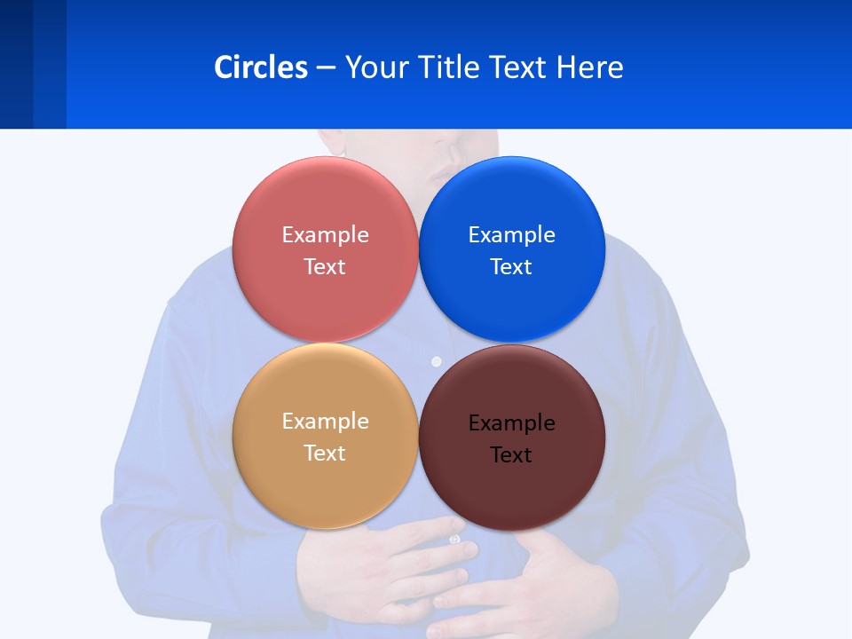 A Man In A Blue Shirt Is Holding A Blue Sign PowerPoint Template