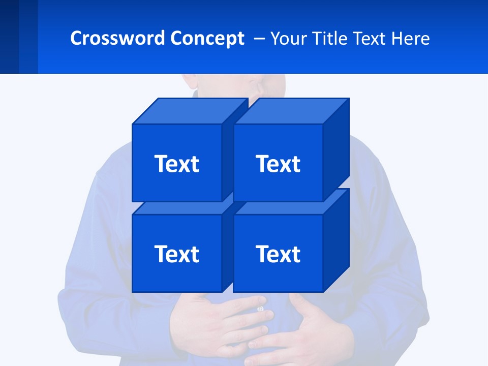 A Man In A Blue Shirt Is Holding A Blue Sign PowerPoint Template