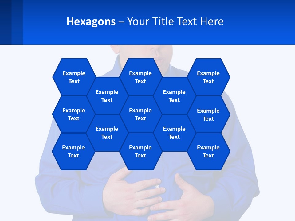 A Man In A Blue Shirt Is Holding A Blue Sign PowerPoint Template