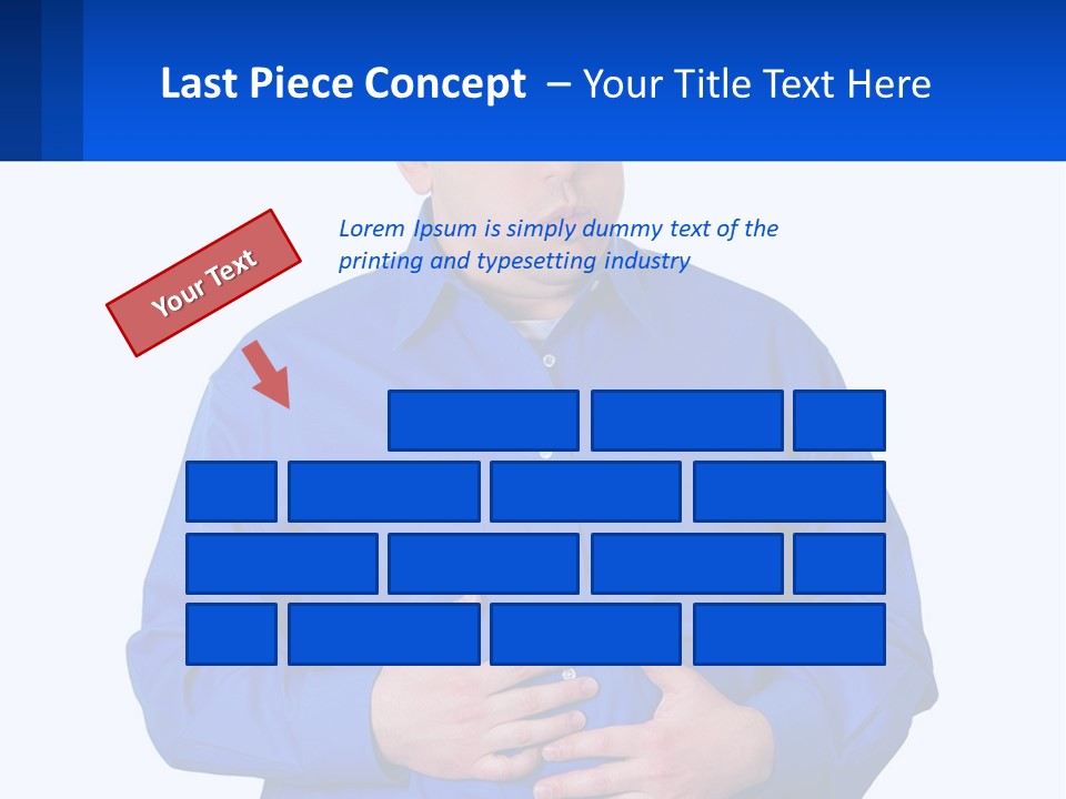 A Man In A Blue Shirt Is Holding A Blue Sign PowerPoint Template