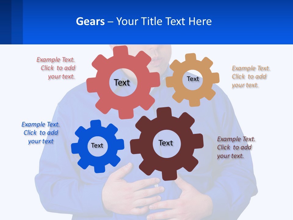 A Man In A Blue Shirt Is Holding A Blue Sign PowerPoint Template