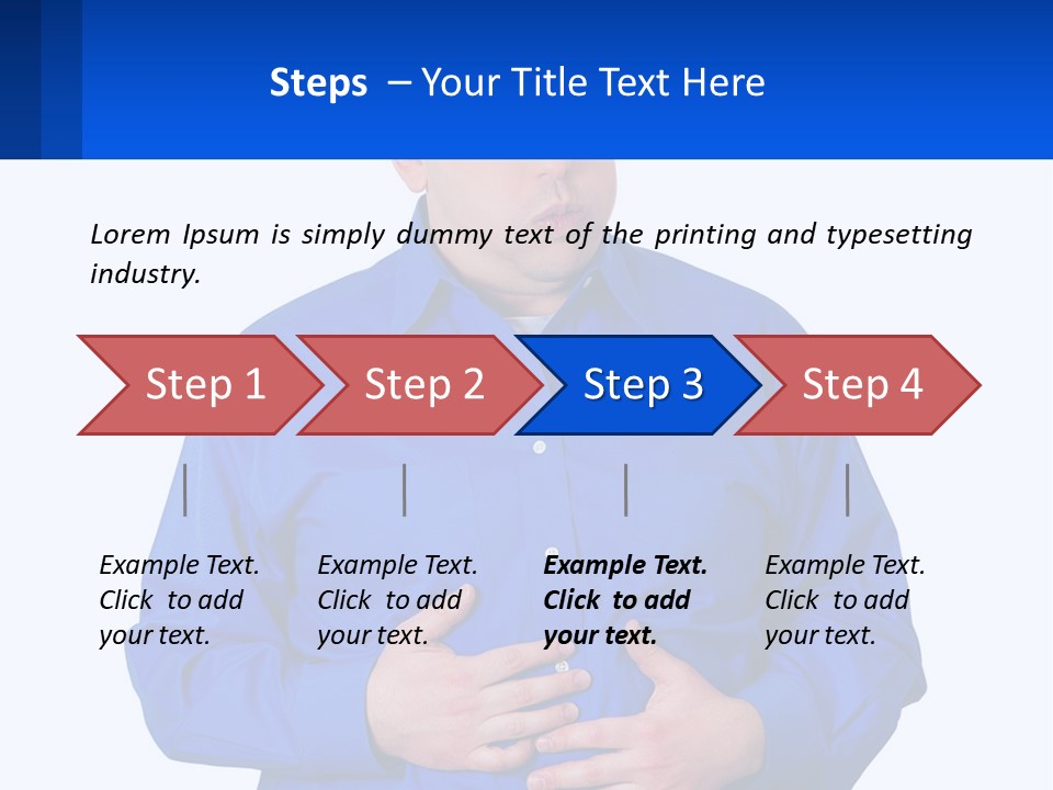 A Man In A Blue Shirt Is Holding A Blue Sign PowerPoint Template