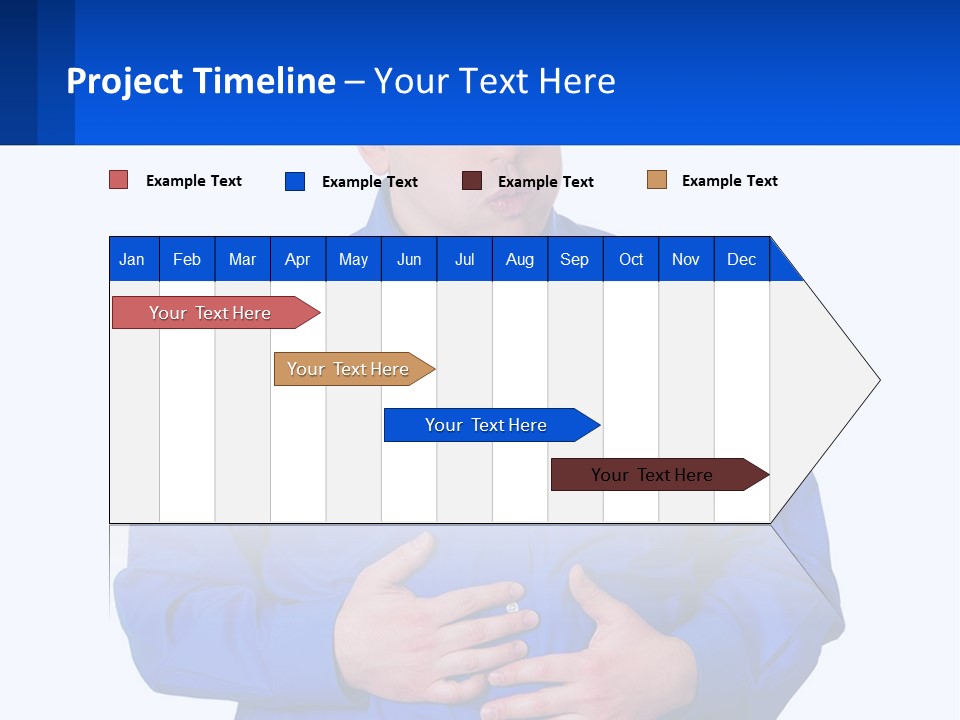 A Man In A Blue Shirt Is Holding A Blue Sign PowerPoint Template