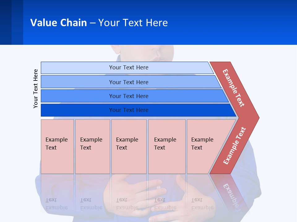 A Man In A Blue Shirt Is Holding A Blue Sign PowerPoint Template