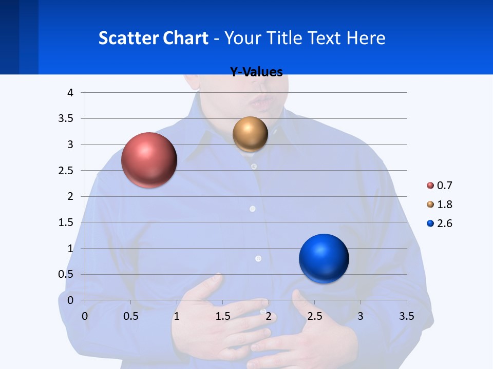 A Man In A Blue Shirt Is Holding A Blue Sign PowerPoint Template