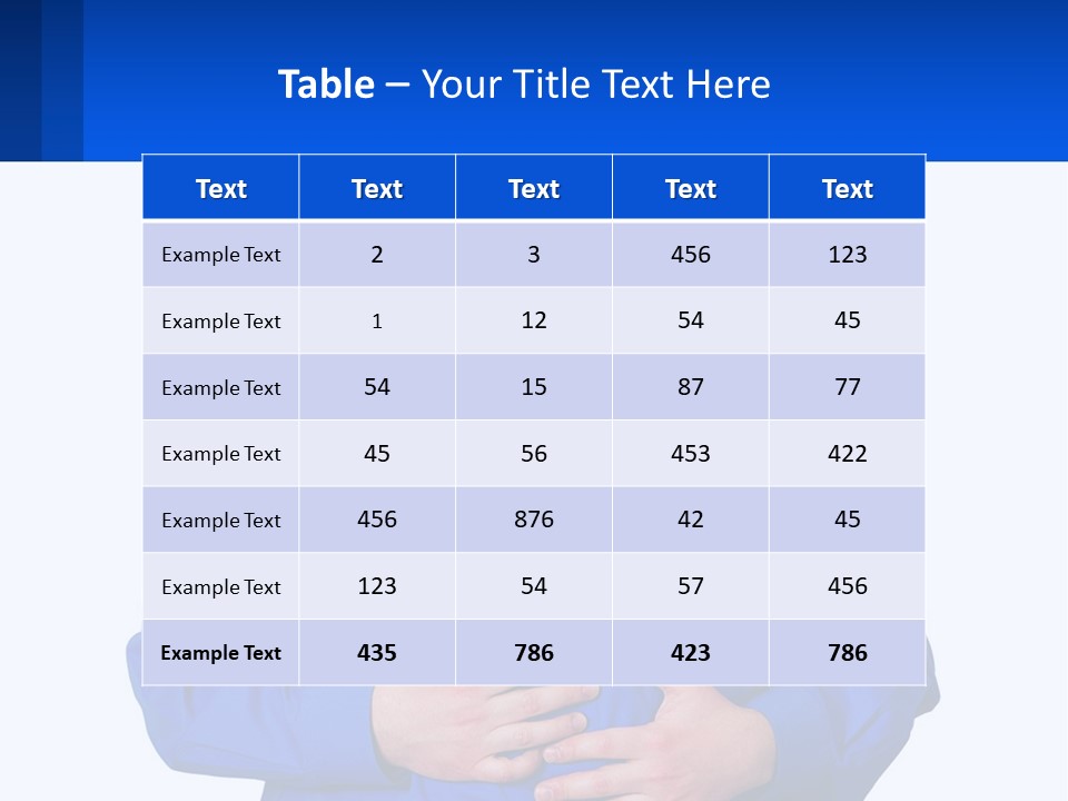 A Man In A Blue Shirt Is Holding A Blue Sign PowerPoint Template