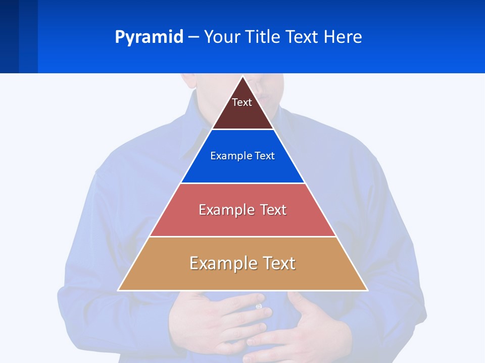 A Man In A Blue Shirt Is Holding A Blue Sign PowerPoint Template