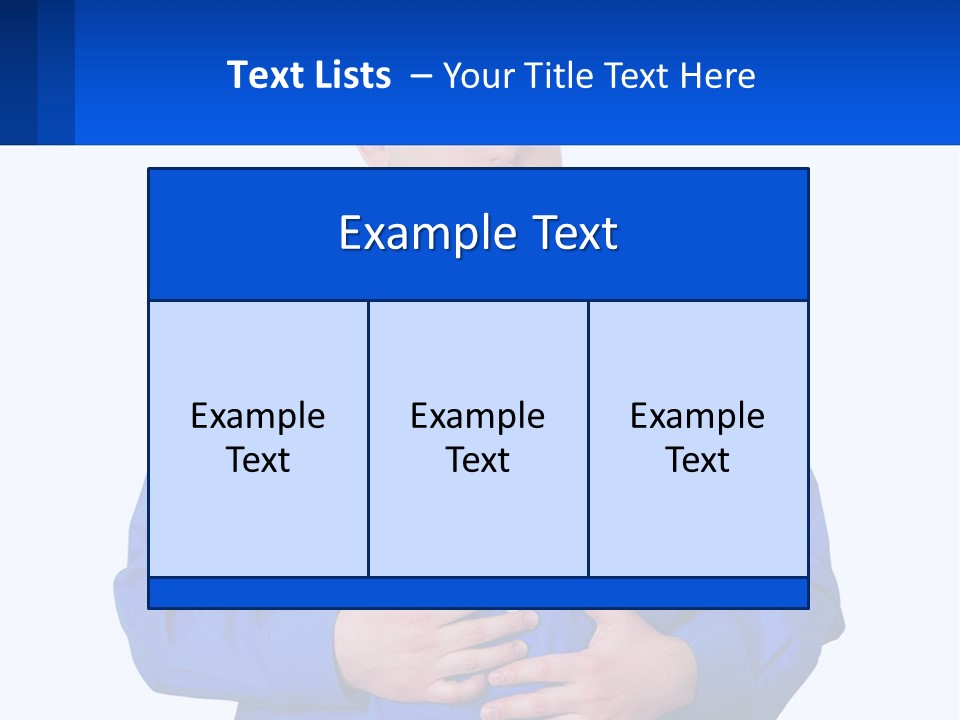 A Man In A Blue Shirt Is Holding A Blue Sign PowerPoint Template