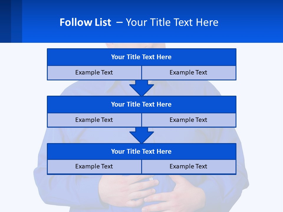 A Man In A Blue Shirt Is Holding A Blue Sign PowerPoint Template