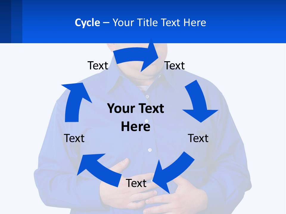 A Man In A Blue Shirt Is Holding A Blue Sign PowerPoint Template