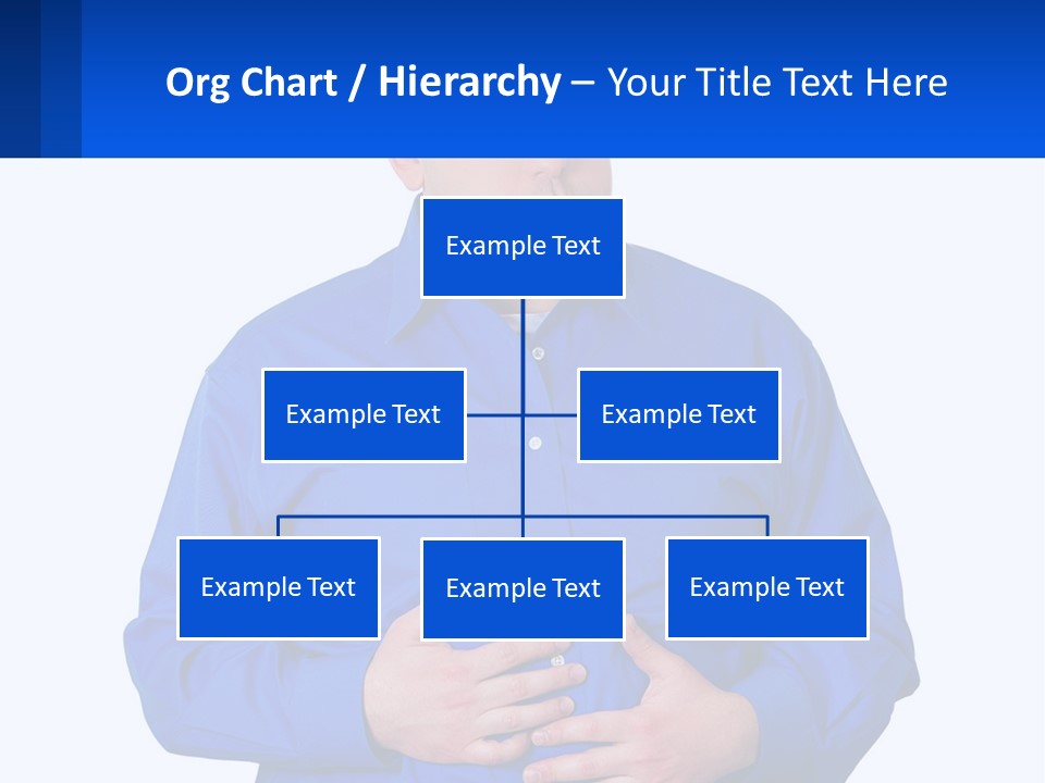 A Man In A Blue Shirt Is Holding A Blue Sign PowerPoint Template