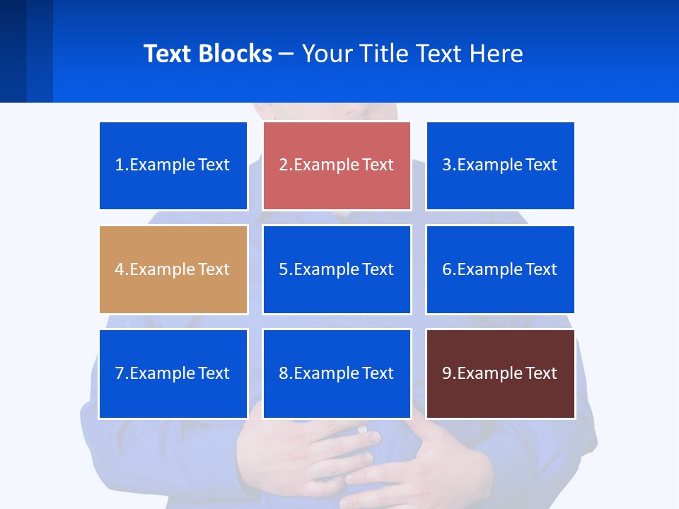 A Man In A Blue Shirt Is Holding A Blue Sign PowerPoint Template