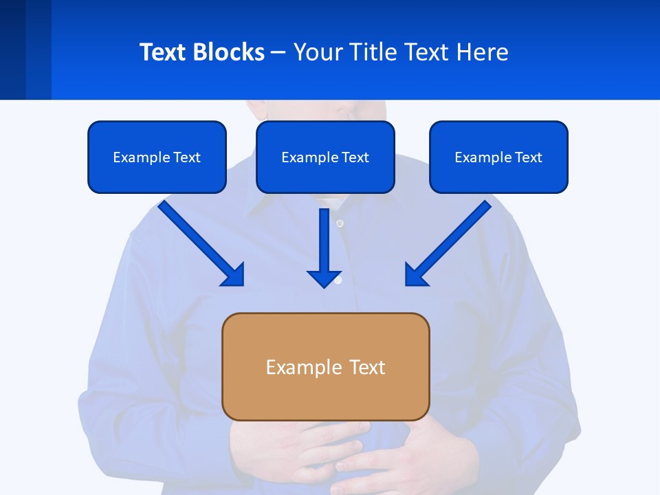A Man In A Blue Shirt Is Holding A Blue Sign PowerPoint Template