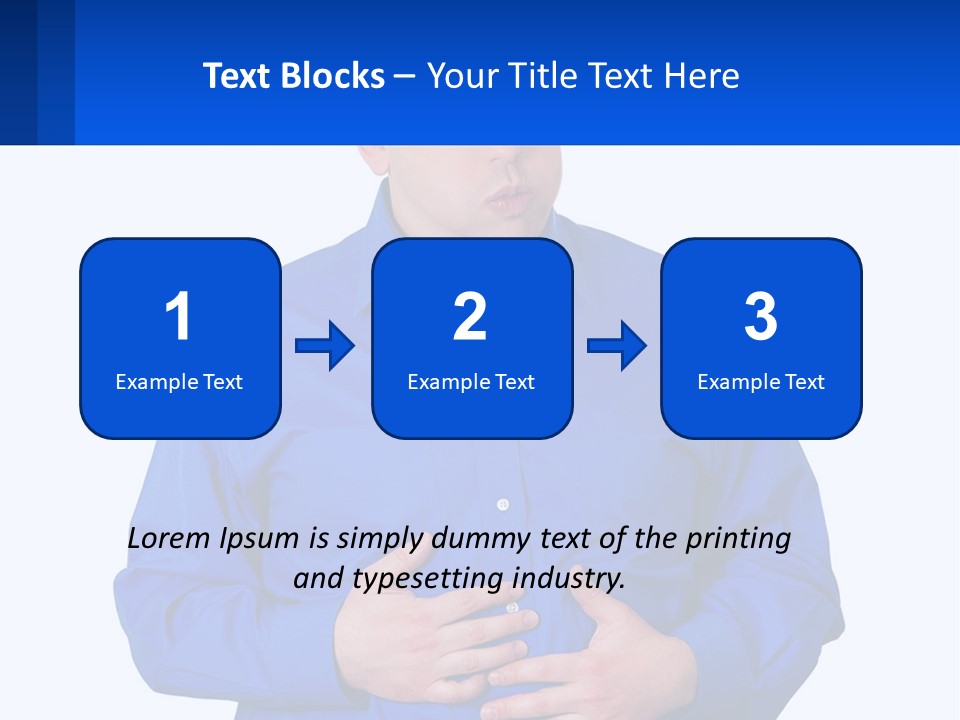 A Man In A Blue Shirt Is Holding A Blue Sign PowerPoint Template