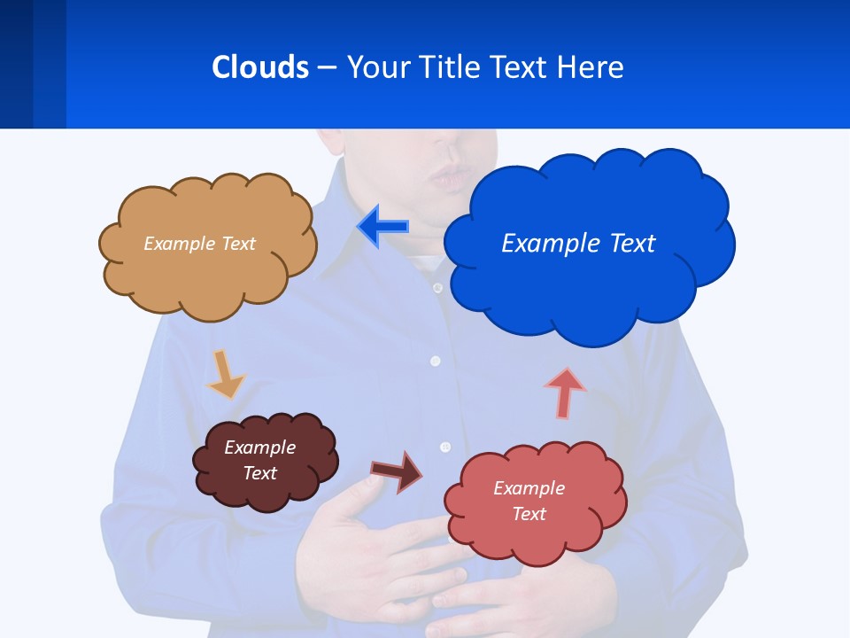 A Man In A Blue Shirt Is Holding A Blue Sign PowerPoint Template