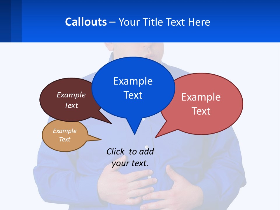 A Man In A Blue Shirt Is Holding A Blue Sign PowerPoint Template