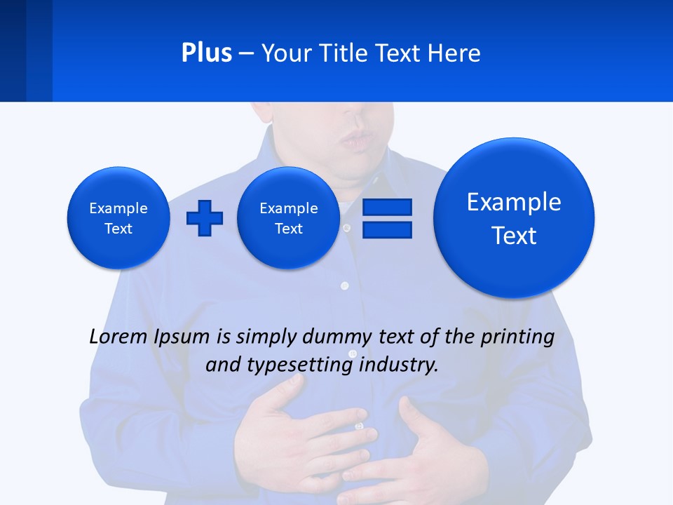 A Man In A Blue Shirt Is Holding A Blue Sign PowerPoint Template