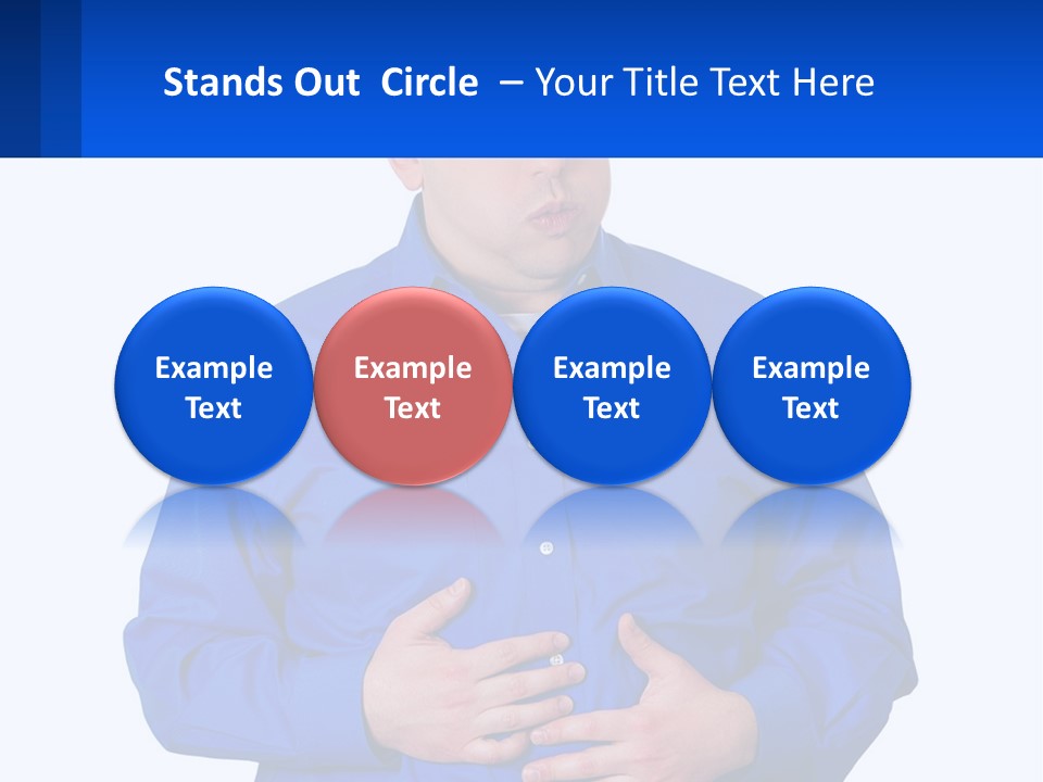 A Man In A Blue Shirt Is Holding A Blue Sign PowerPoint Template