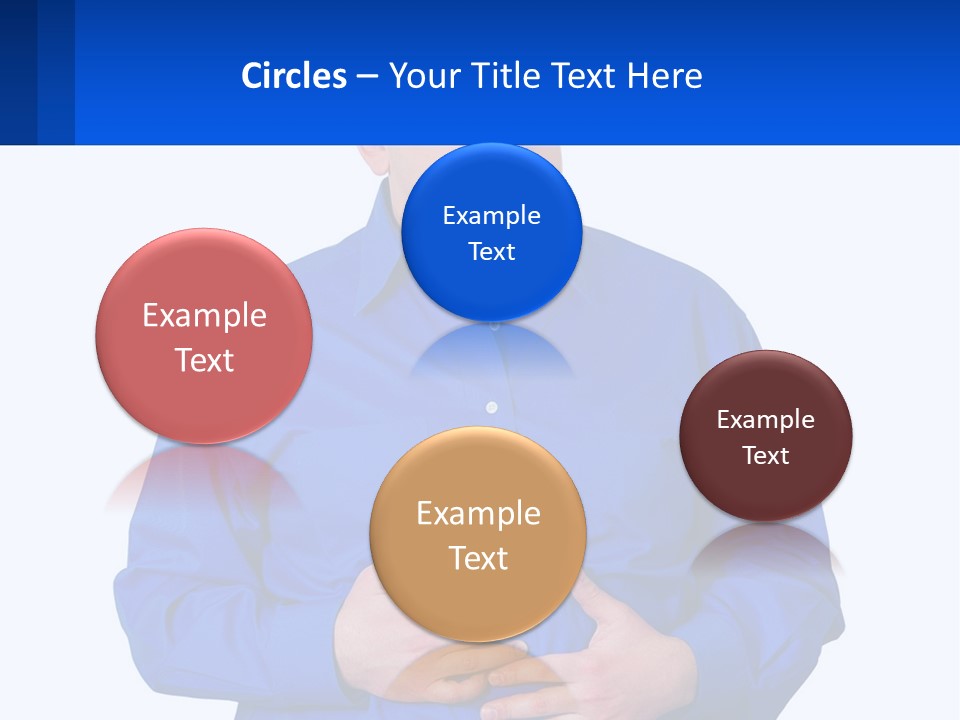 A Man In A Blue Shirt Is Holding A Blue Sign PowerPoint Template