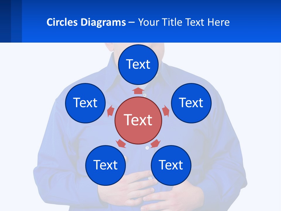 A Man In A Blue Shirt Is Holding A Blue Sign PowerPoint Template