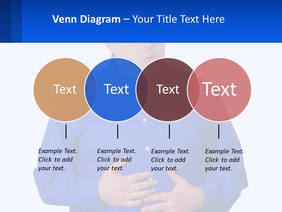 A Man In A Blue Shirt Is Holding A Blue Sign PowerPoint Template