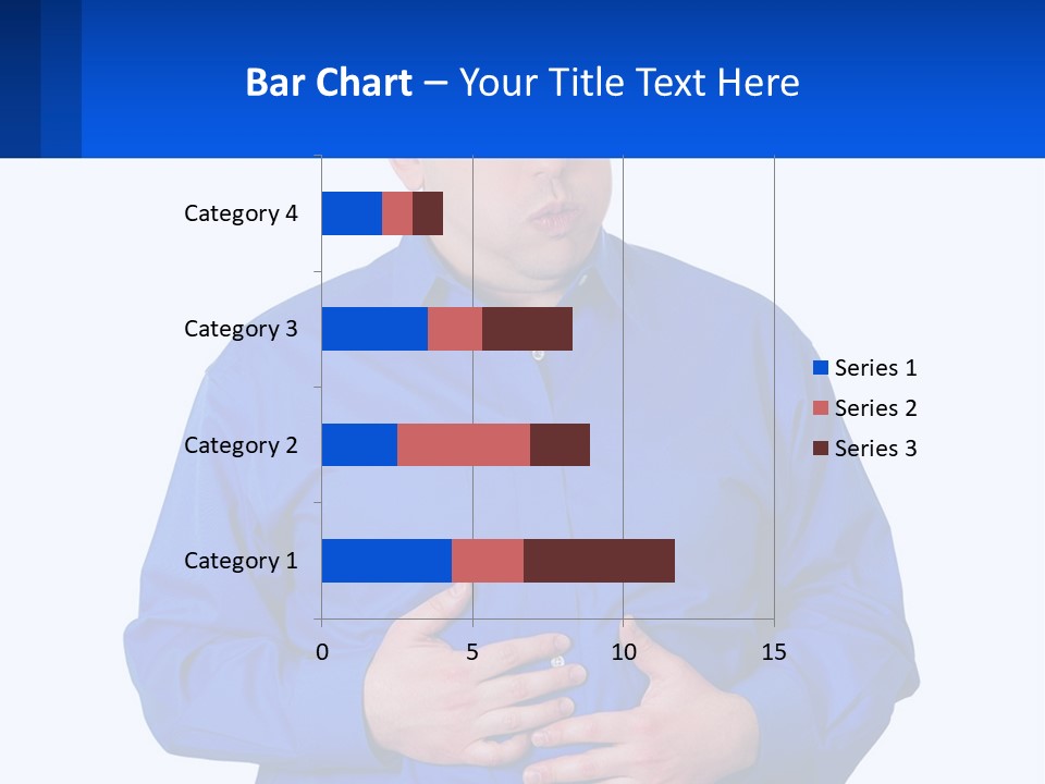 A Man In A Blue Shirt Is Holding A Blue Sign PowerPoint Template