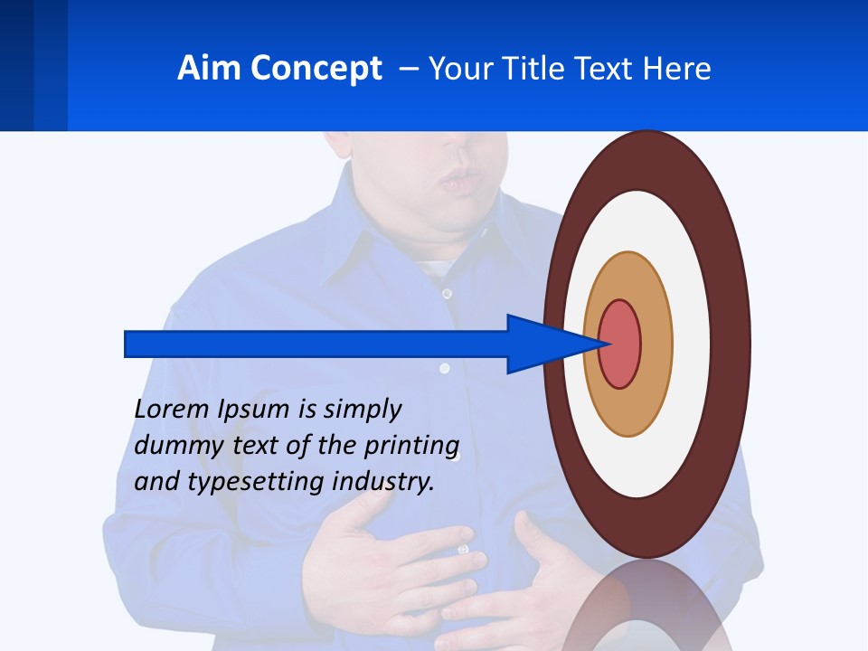 A Man In A Blue Shirt Is Holding A Blue Sign PowerPoint Template