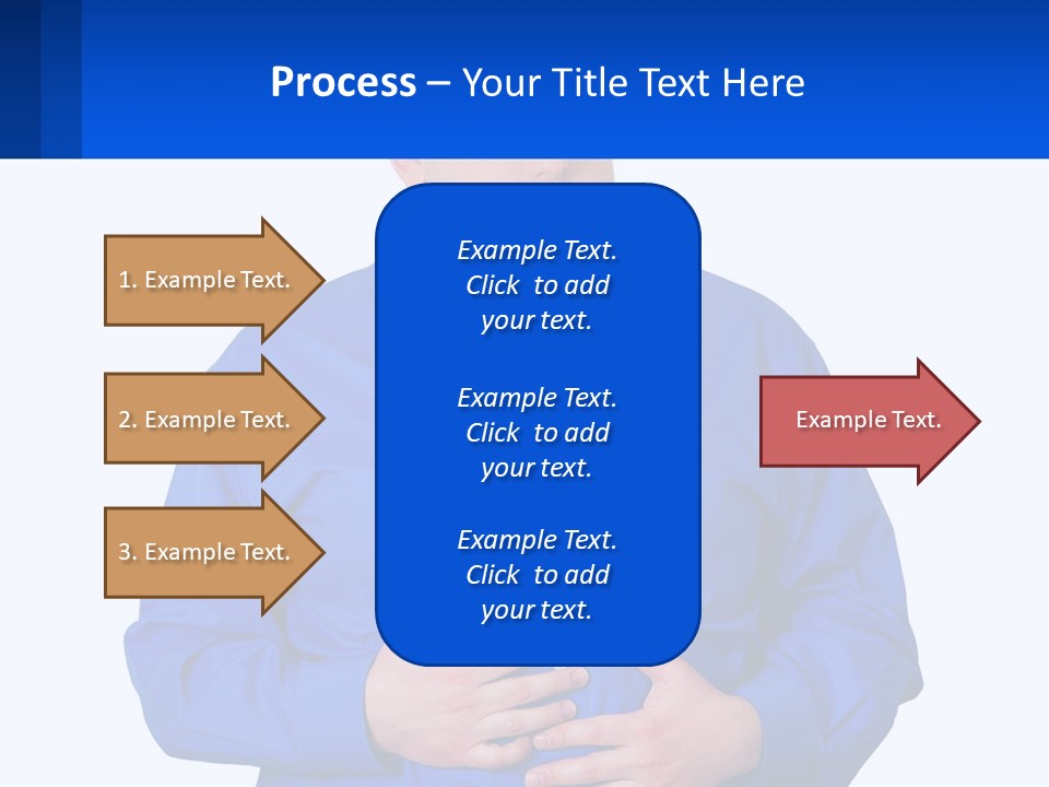 A Man In A Blue Shirt Is Holding A Blue Sign PowerPoint Template