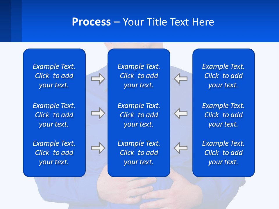 A Man In A Blue Shirt Is Holding A Blue Sign PowerPoint Template