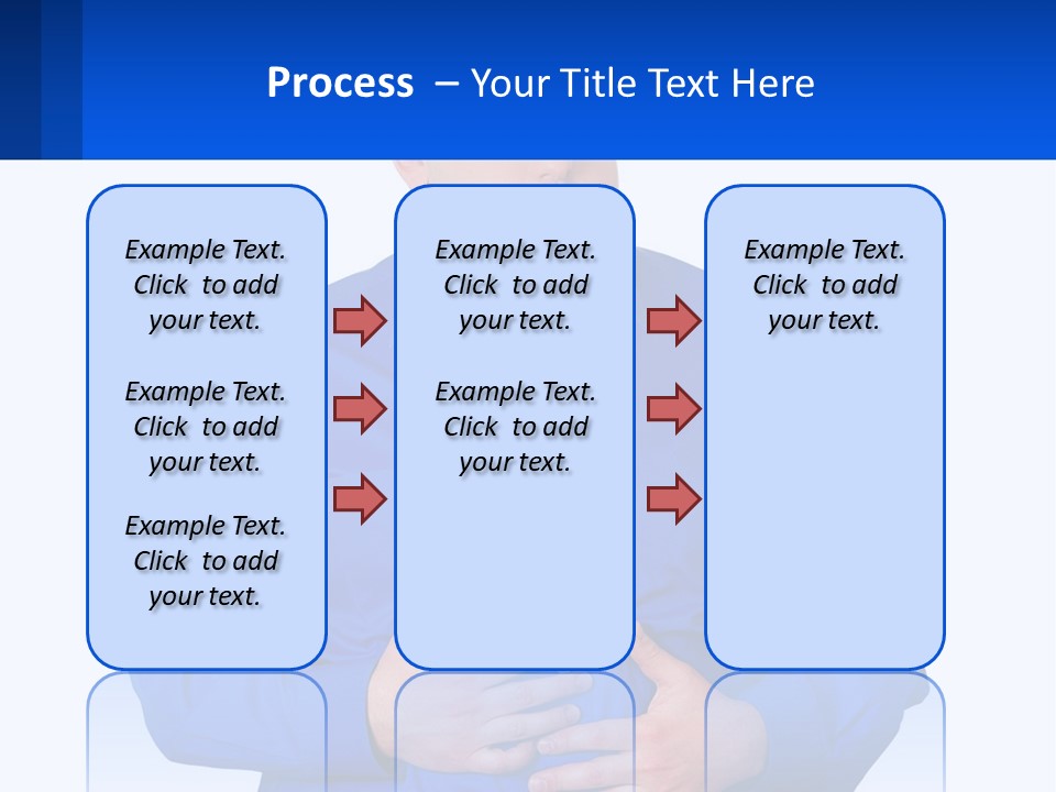 A Man In A Blue Shirt Is Holding A Blue Sign PowerPoint Template