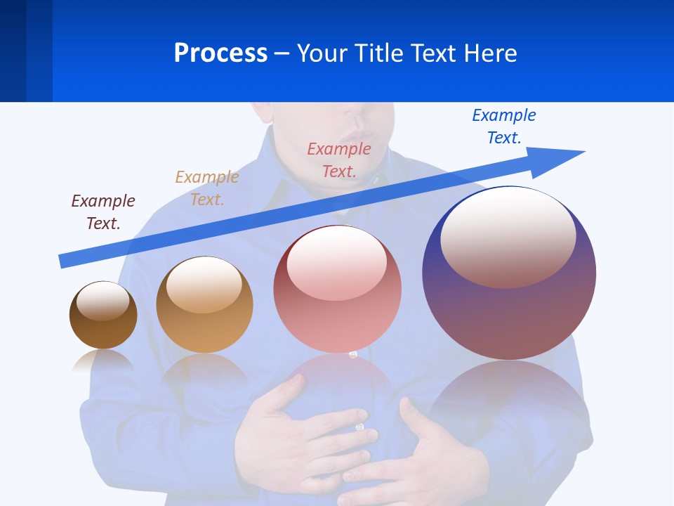 A Man In A Blue Shirt Is Holding A Blue Sign PowerPoint Template