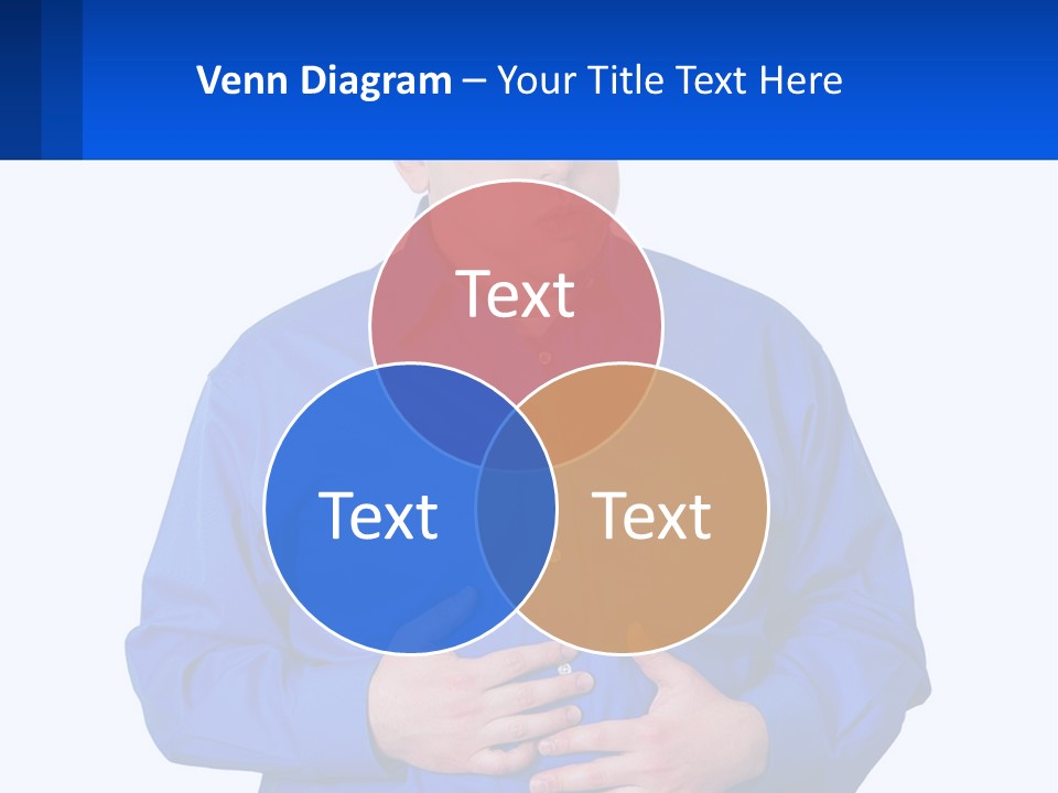 A Man In A Blue Shirt Is Holding A Blue Sign PowerPoint Template