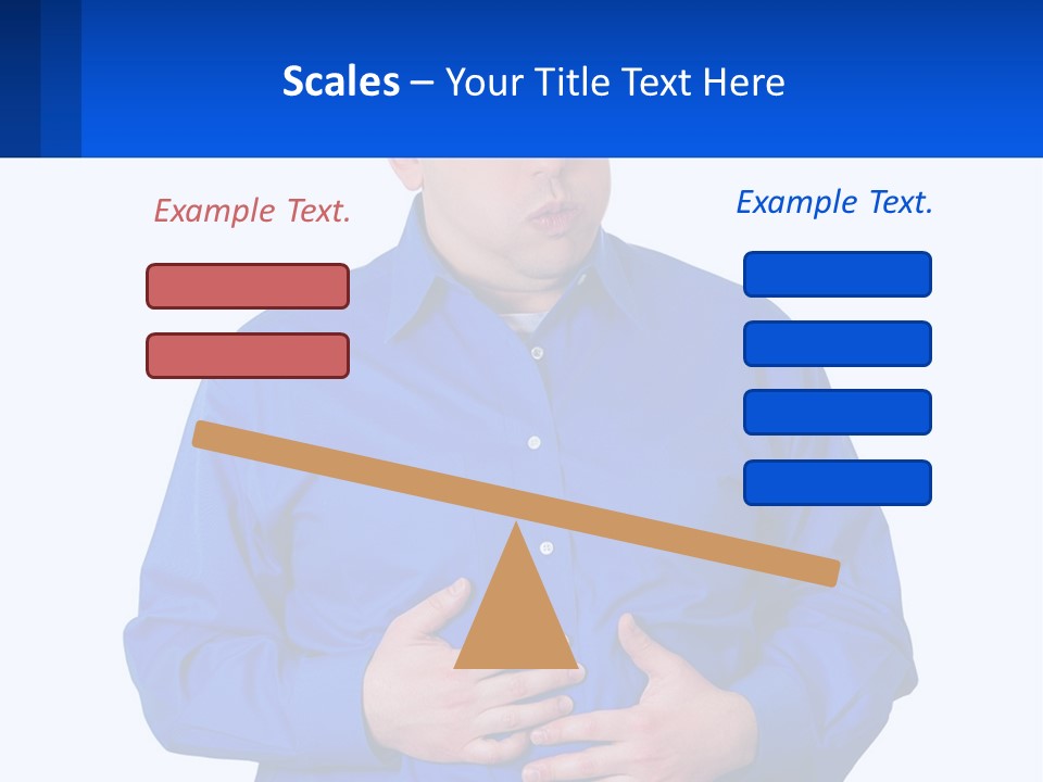 A Man In A Blue Shirt Is Holding A Blue Sign PowerPoint Template