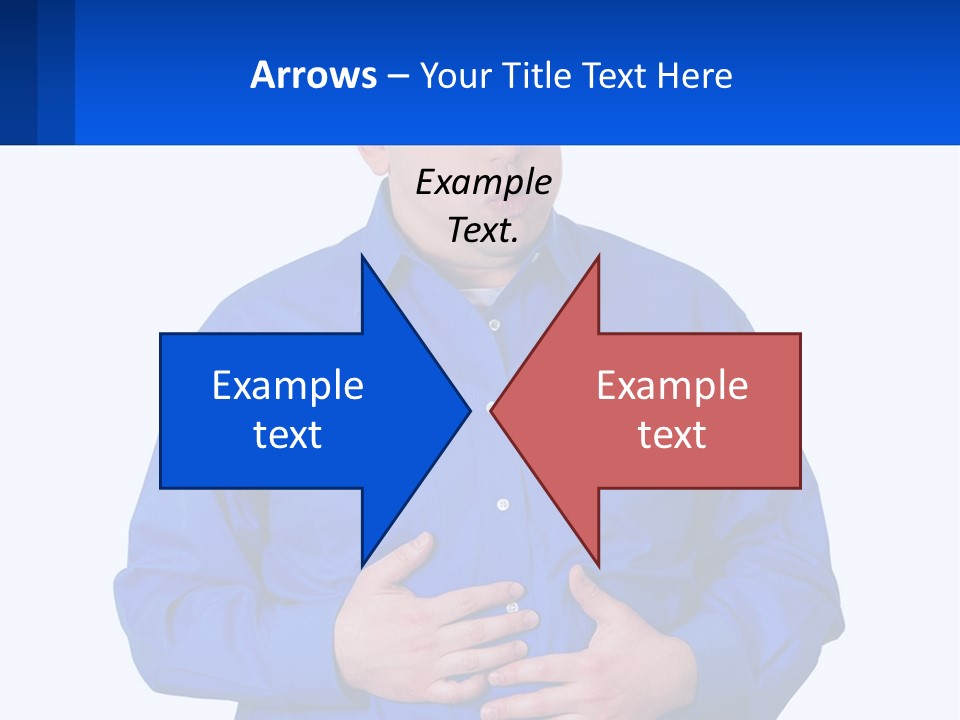 A Man In A Blue Shirt Is Holding A Blue Sign PowerPoint Template