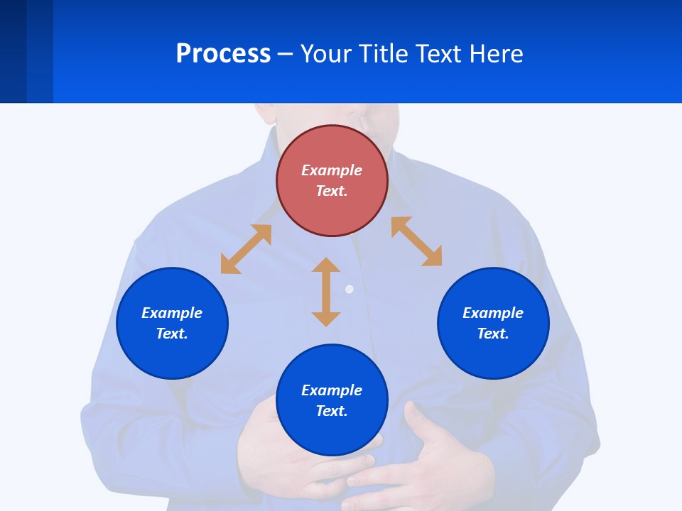 A Man In A Blue Shirt Is Holding A Blue Sign PowerPoint Template