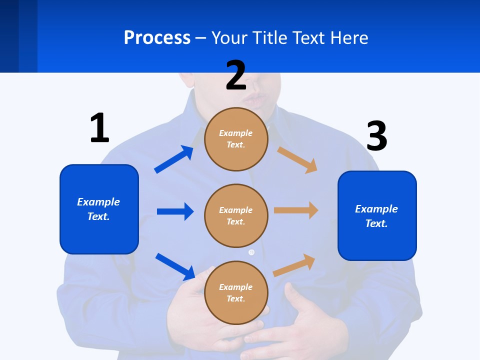 A Man In A Blue Shirt Is Holding A Blue Sign PowerPoint Template