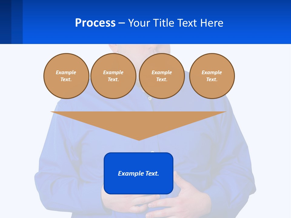 A Man In A Blue Shirt Is Holding A Blue Sign PowerPoint Template