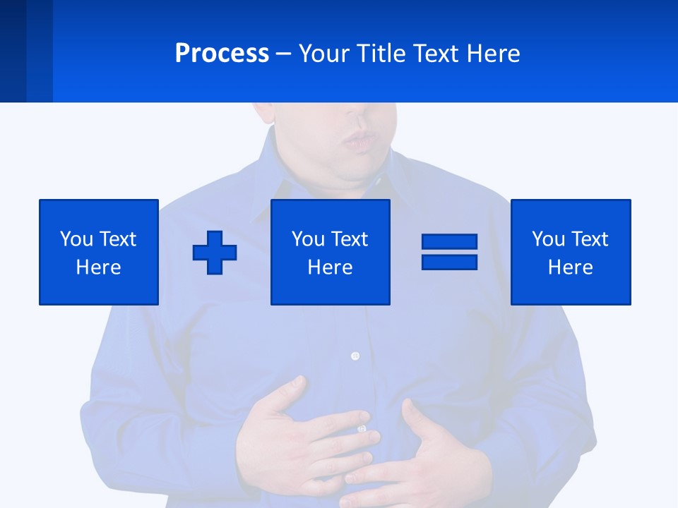 A Man In A Blue Shirt Is Holding A Blue Sign PowerPoint Template