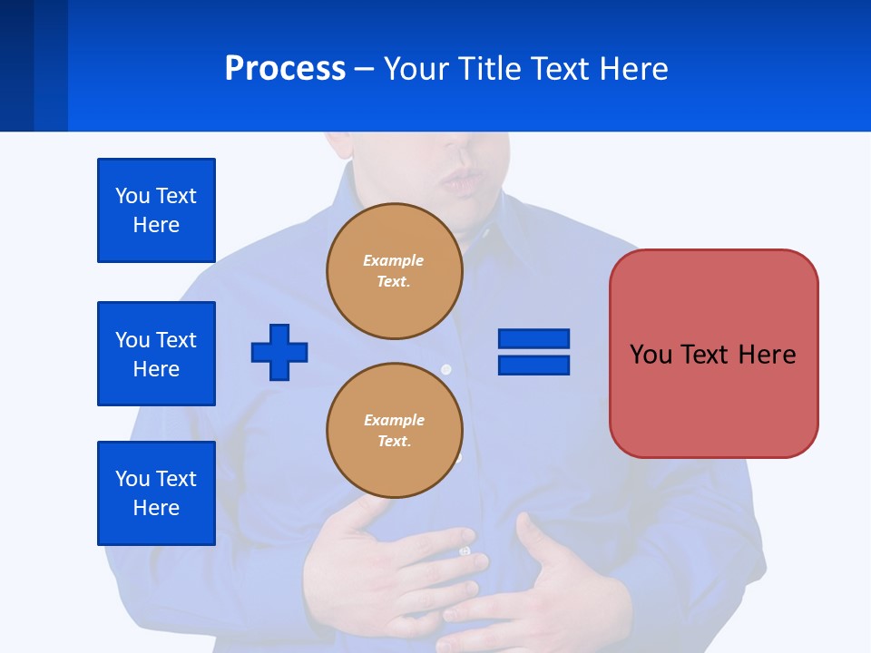 A Man In A Blue Shirt Is Holding A Blue Sign PowerPoint Template