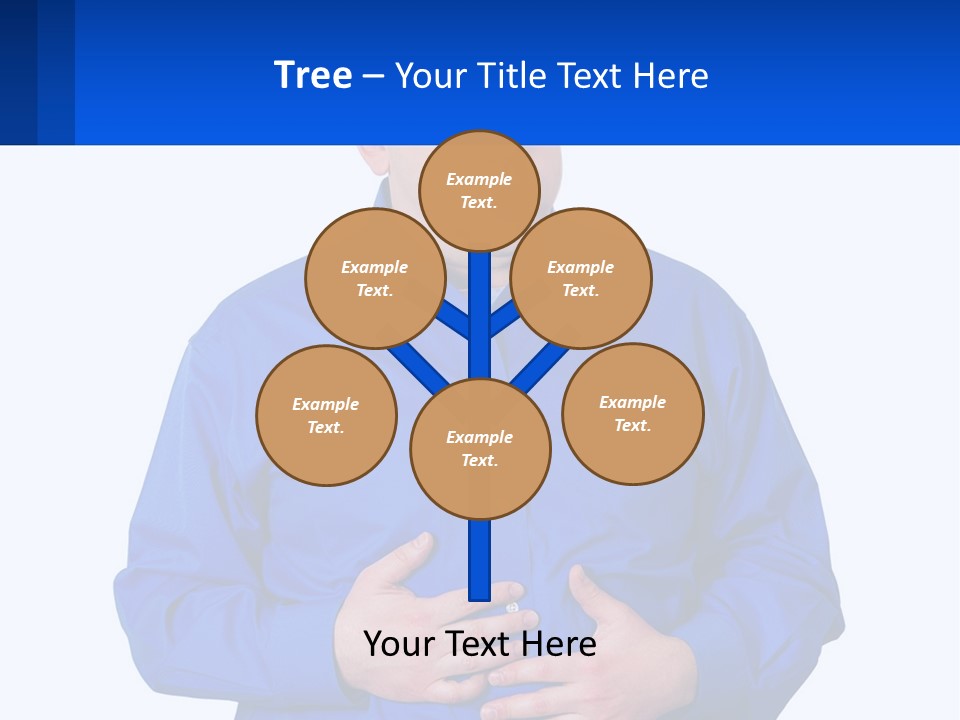 A Man In A Blue Shirt Is Holding A Blue Sign PowerPoint Template