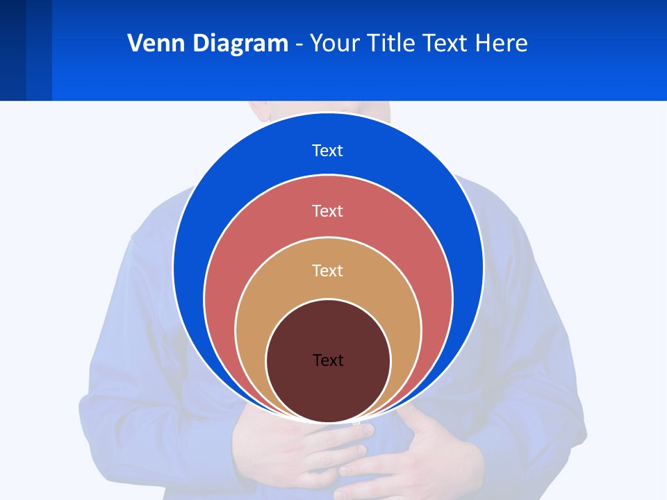 A Man In A Blue Shirt Is Holding A Blue Sign PowerPoint Template