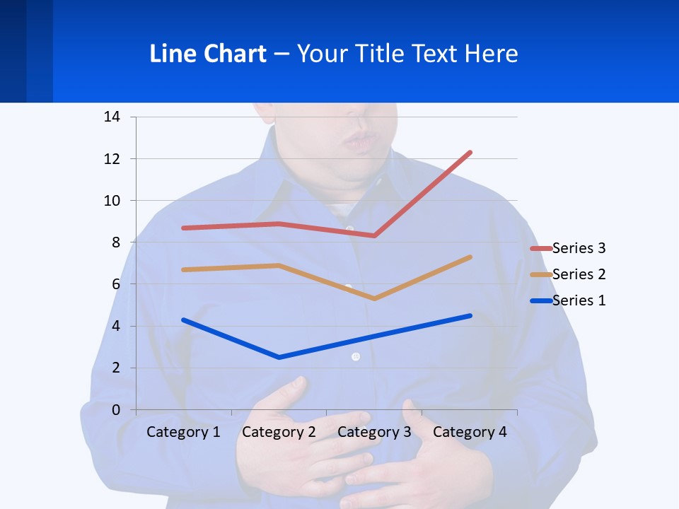 A Man In A Blue Shirt Is Holding A Blue Sign PowerPoint Template